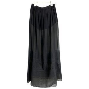 Pierre Balmain Black Sheer Chiffon Maxi Skirt Size 30/44 or US 10 Large